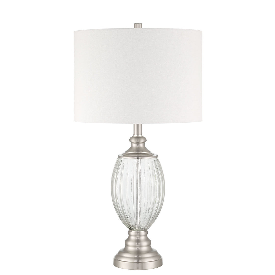 1 Light Glass/Metal Base Table lamp in Fluted Clear Glass/Brushed Polished Nickel CRAFTMADE