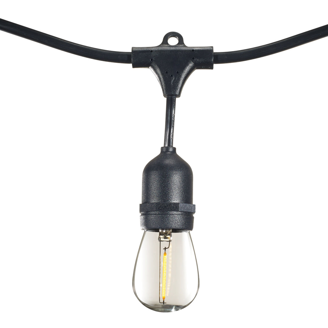 Bulbrite 30' STRING LIGHT 12 SOCKETS 30" SPACING E26 BLACK KIT - W/1W PLASTIC LED S14 CLEAR LAMPS