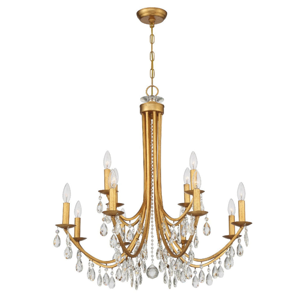 Crystorama Crystorama Bridgehampton 12 Light Swarovski Strass Crystal Antique Gold Chandelier