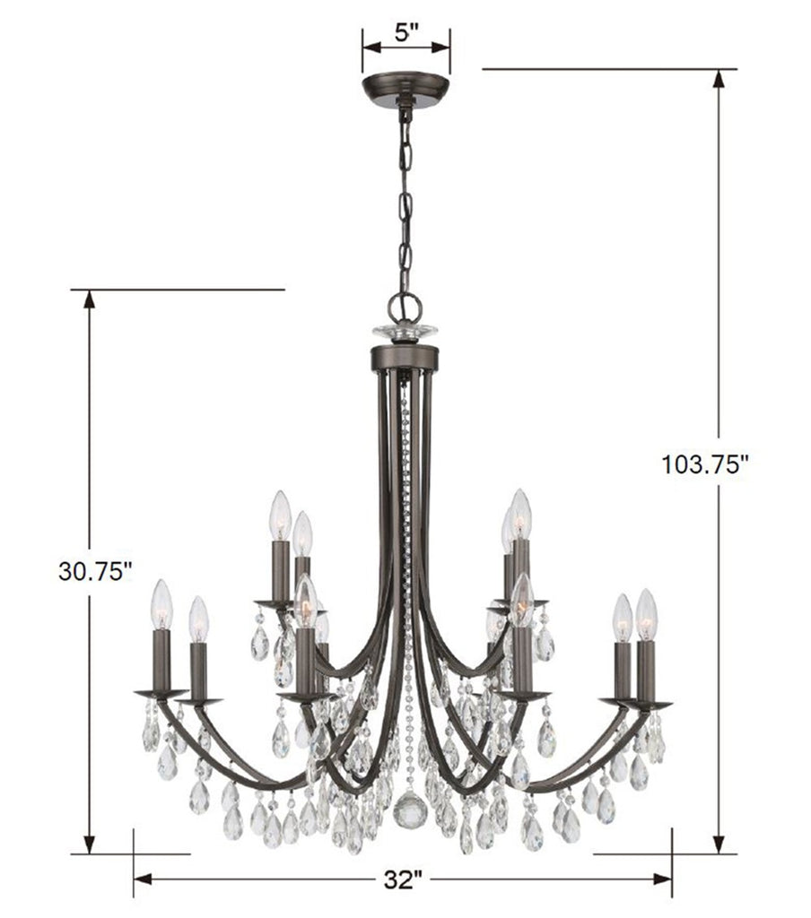 Bridgehampton 12 Light Swarovski Strass Crystal Vibrant Bronze Chandelier Crystorama