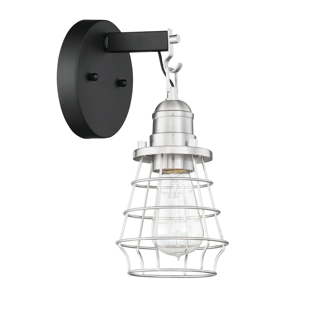 Thatcher 1 Light Wall Sconce in Flat Black/Brushed Polished Nickel CRAFTMADE