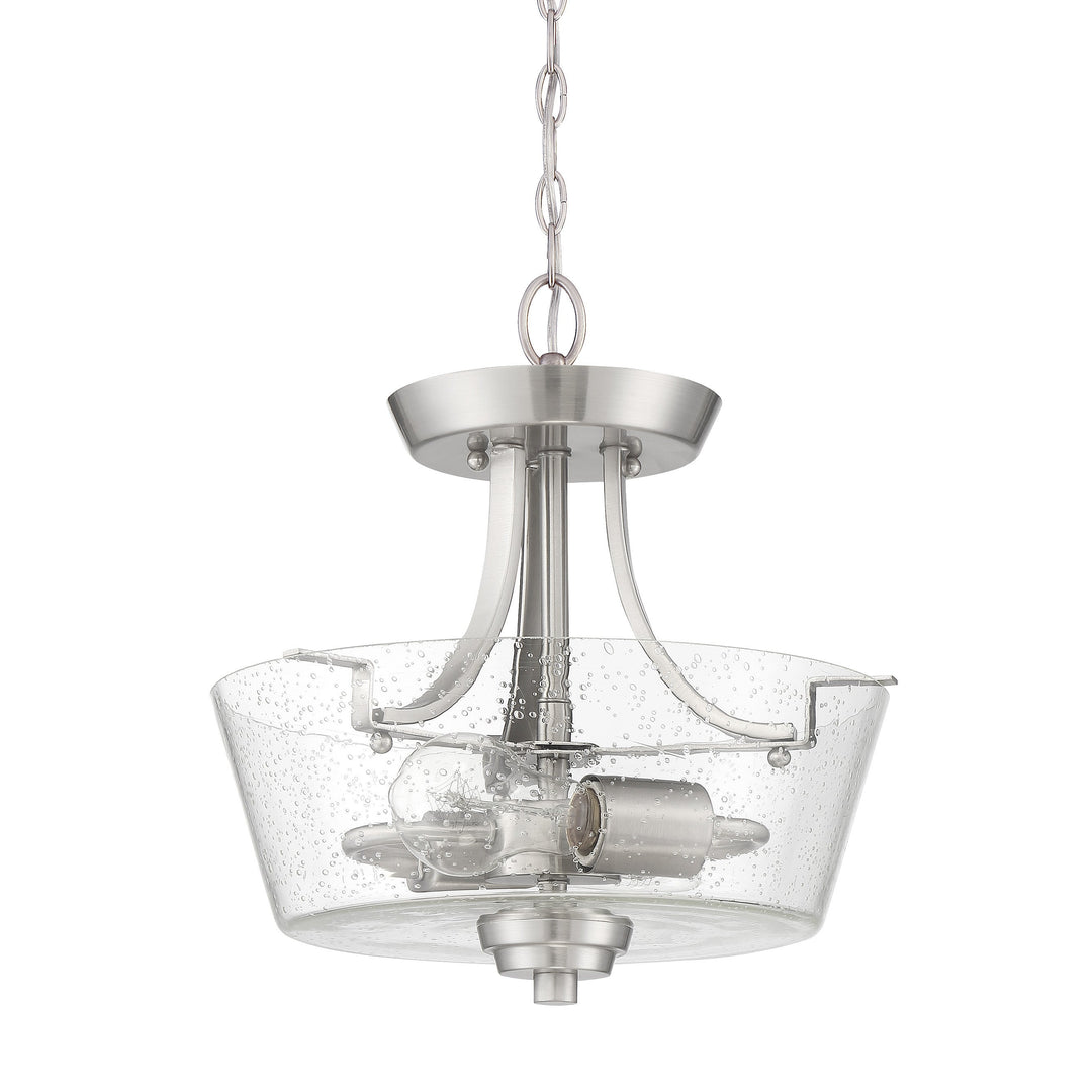 Grace 2 Light Convertible Semi Flush in Brushed Polished Nickel (Clear Seeded Glass) CRAFTMADE