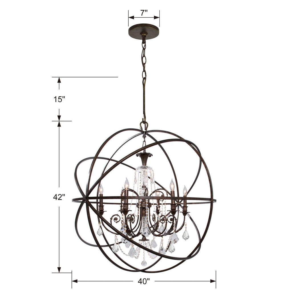 Crystorama Crystorama Solaris 6 Light Spectra Crystal English Bronze Sphere Chandelier