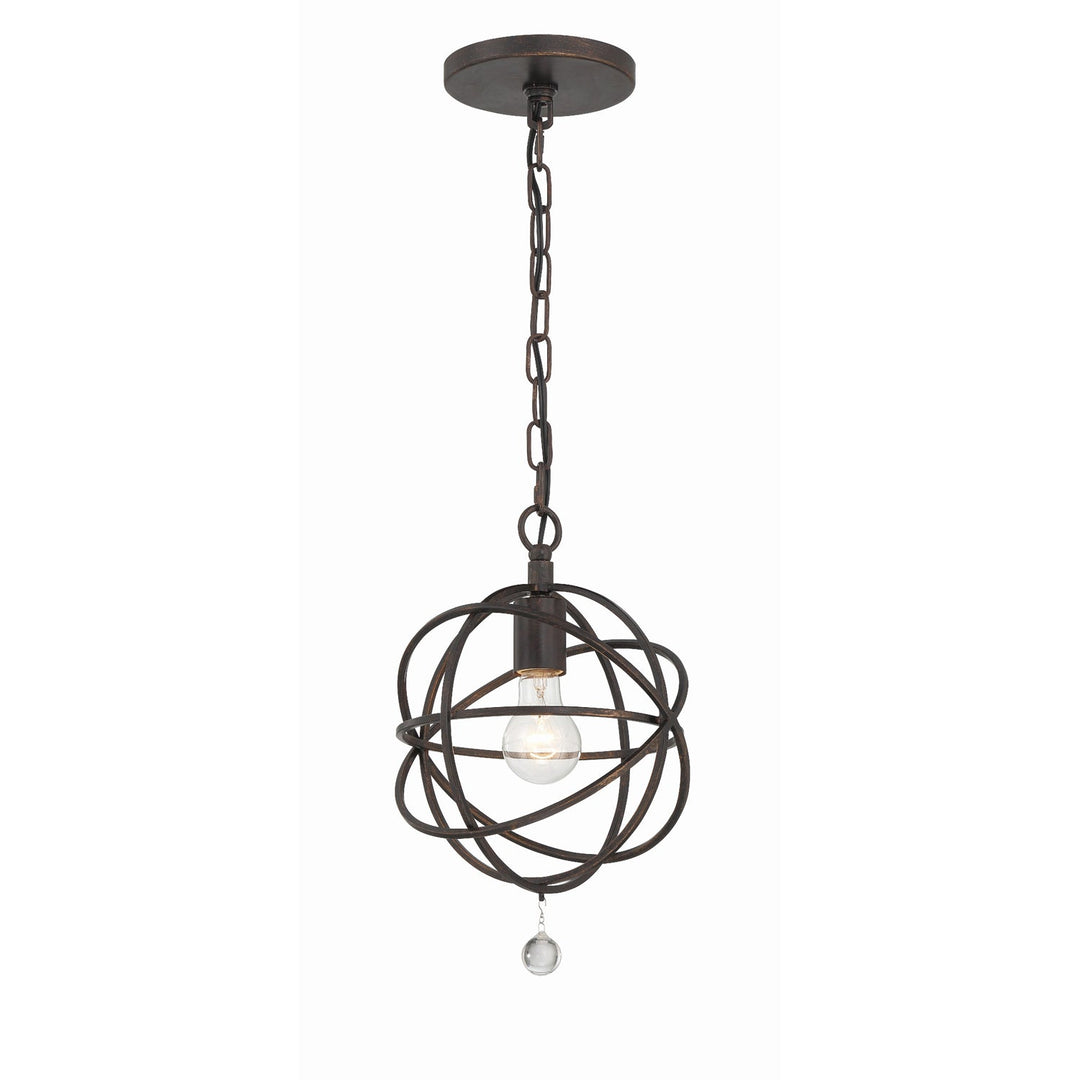 Solaris 1 Light English Bronze Mini Pendant Crystorama