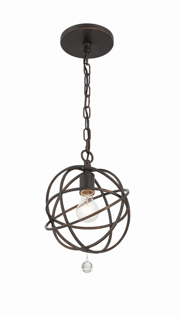 Solaris 1 Light English Bronze Mini Pendant Crystorama