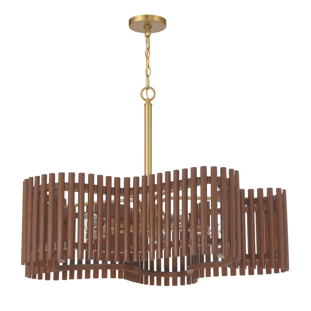 Freeform 5 Light Large Chandelier in Satin Brass/Walnut CRAFTMADE