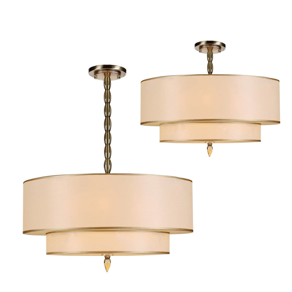 Crystorama Crystorama Luxo 5 Light Drum Shade Antique Brass Chandelier