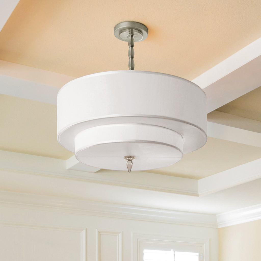 Crystorama Crystorama Luxo 5 Light Drum Shade Satin Nickel Chandelier