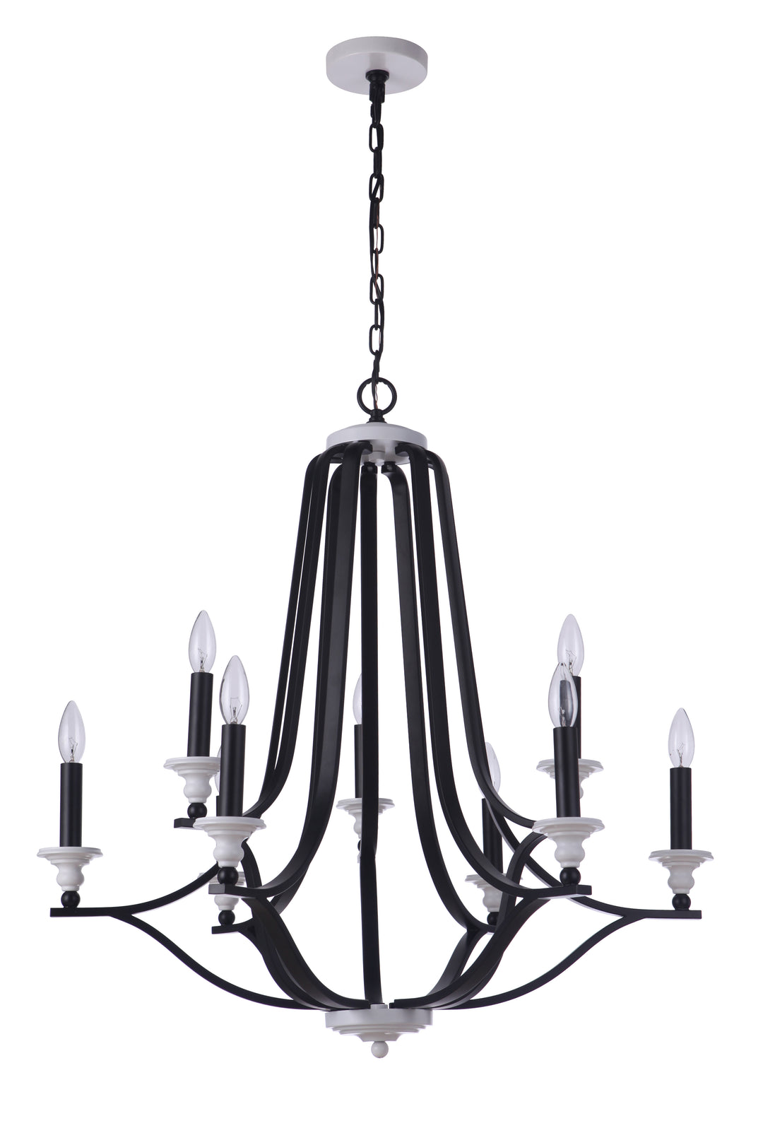 Esme 9 Light Chandelier in Flat Black/Matte White CRAFTMADE