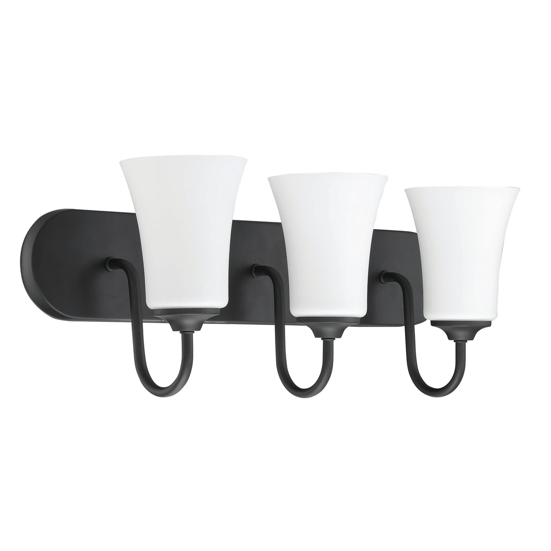 Gwyneth 3 Light Vanity in Flat Black (White Glass) CRAFTMADE