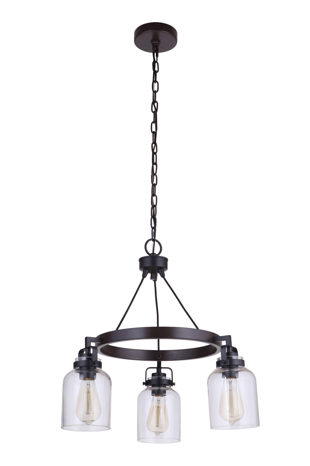 Foxwood 3 Light Chandelier in Flat Black/Dark Teak CRAFTMADE