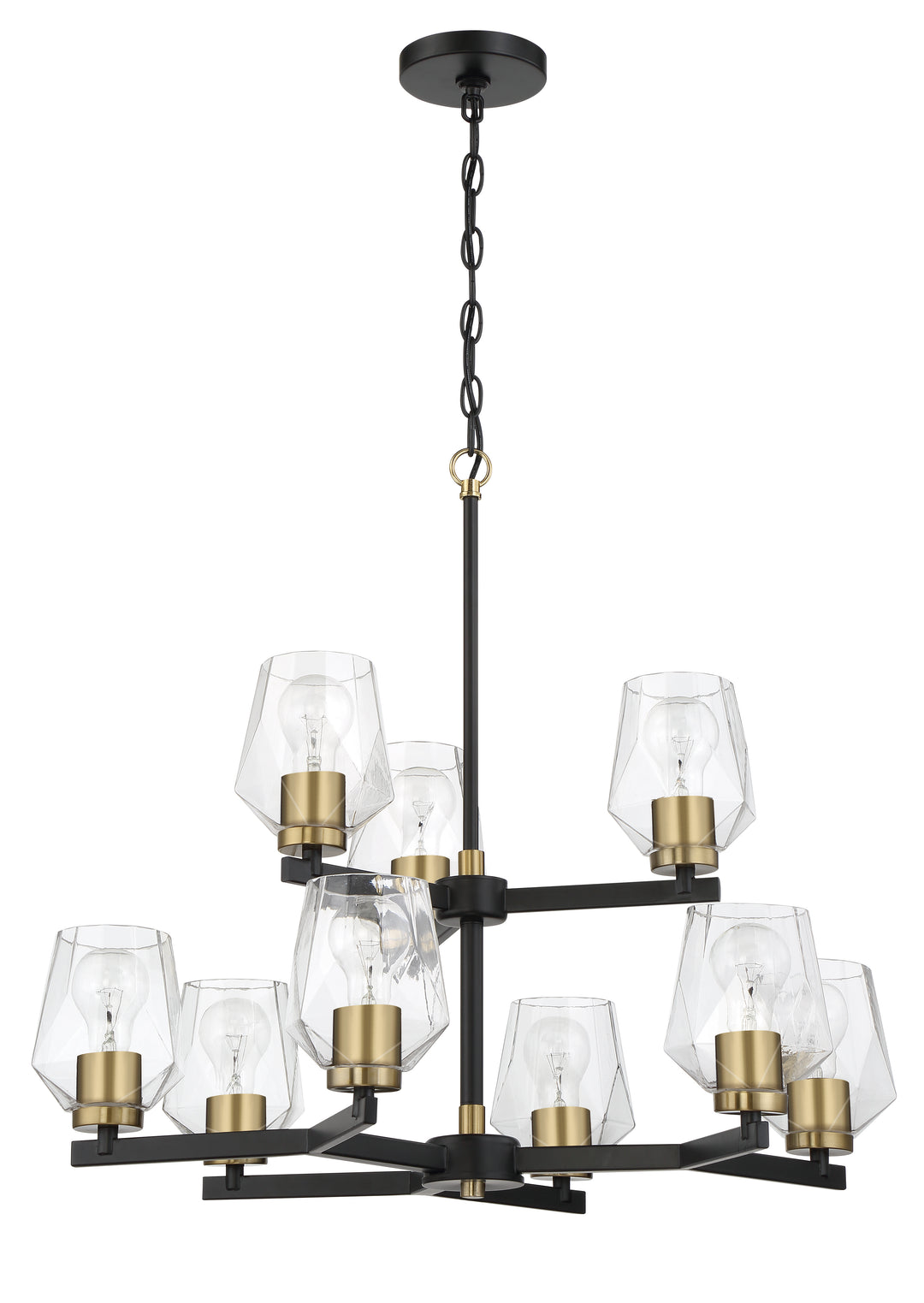 Avante Grand 9 Light Two-Tier Chandelier in Flat Black/Satin Brass CRAFTMADE