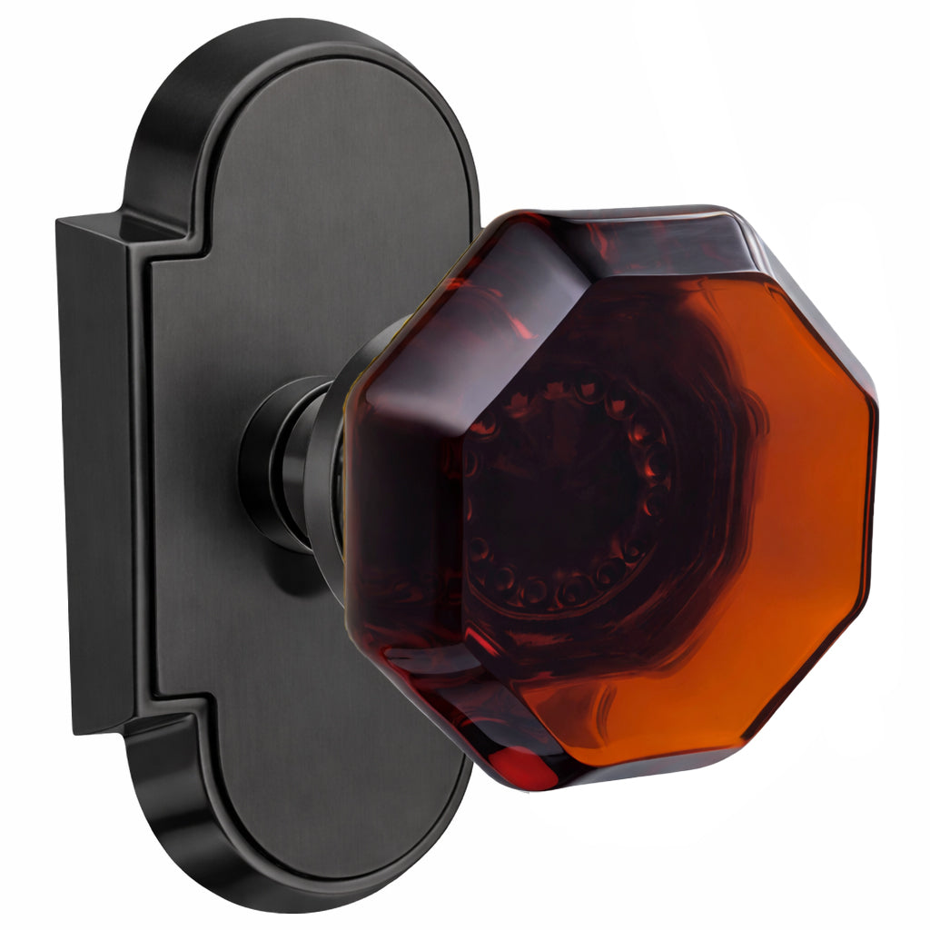 Magnifique® Arched Door Set with Amber Glass Knobs (Several Finishes Available)