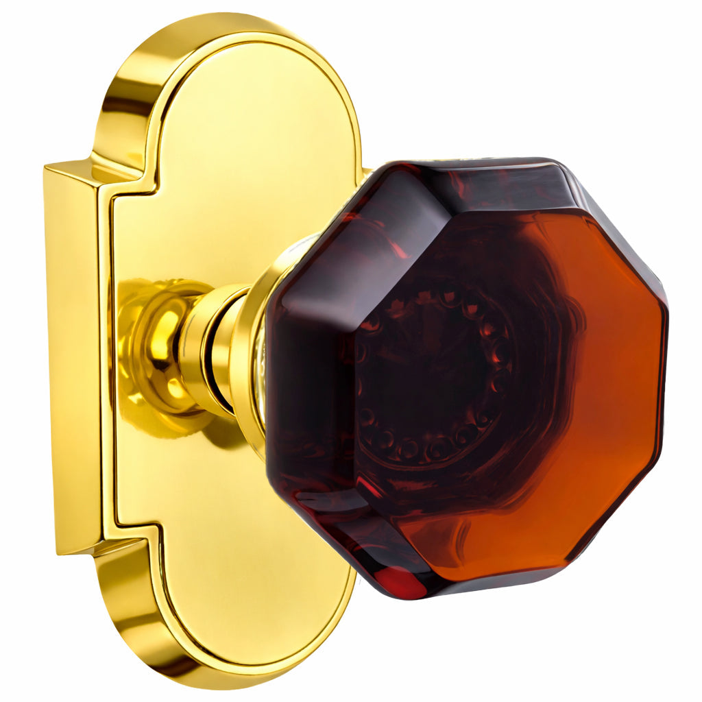 Magnifique® Arched Door Set with Amber Glass Knobs (Several Finishes Available)
