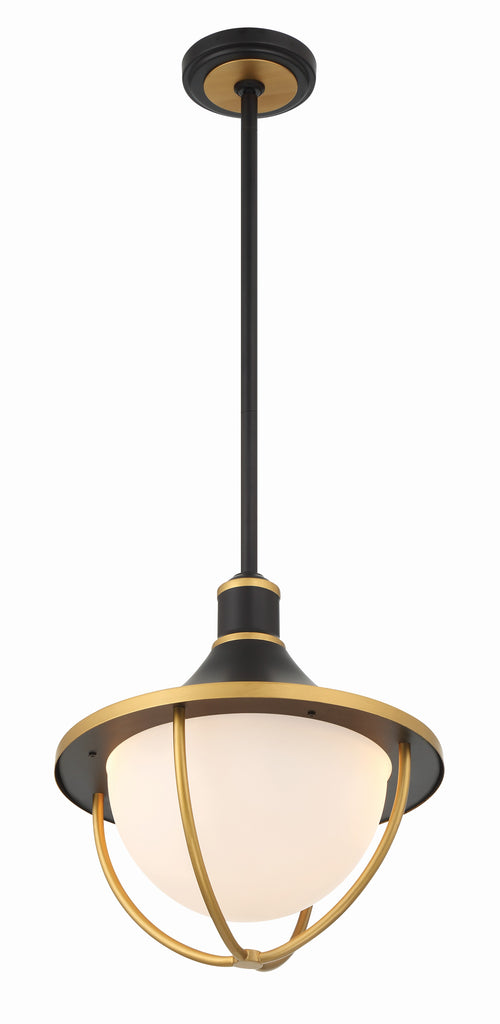 Atlas 3 Light Matte Black + Textured Gold Outdoor Pendant Crystorama