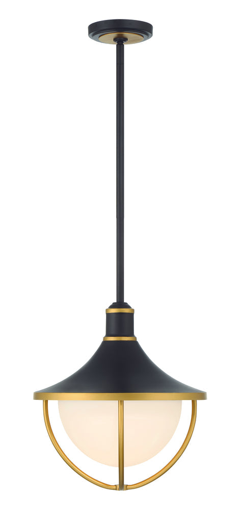 Atlas 3 Light Matte Black + Textured Gold Outdoor Pendant Crystorama