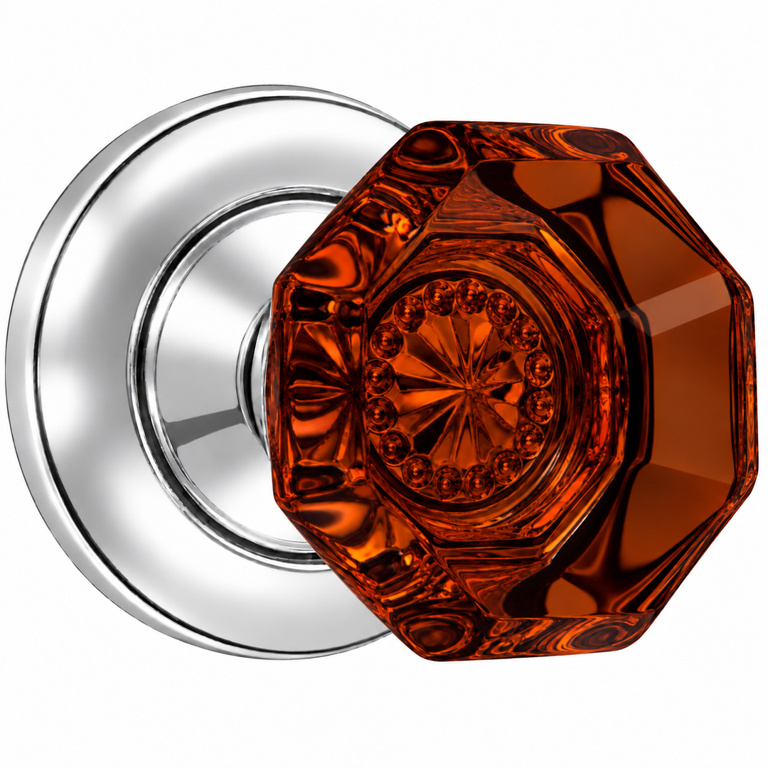 Magnifique® Classic Door Set with Amber Glass Knobs (Several Finishes Available)