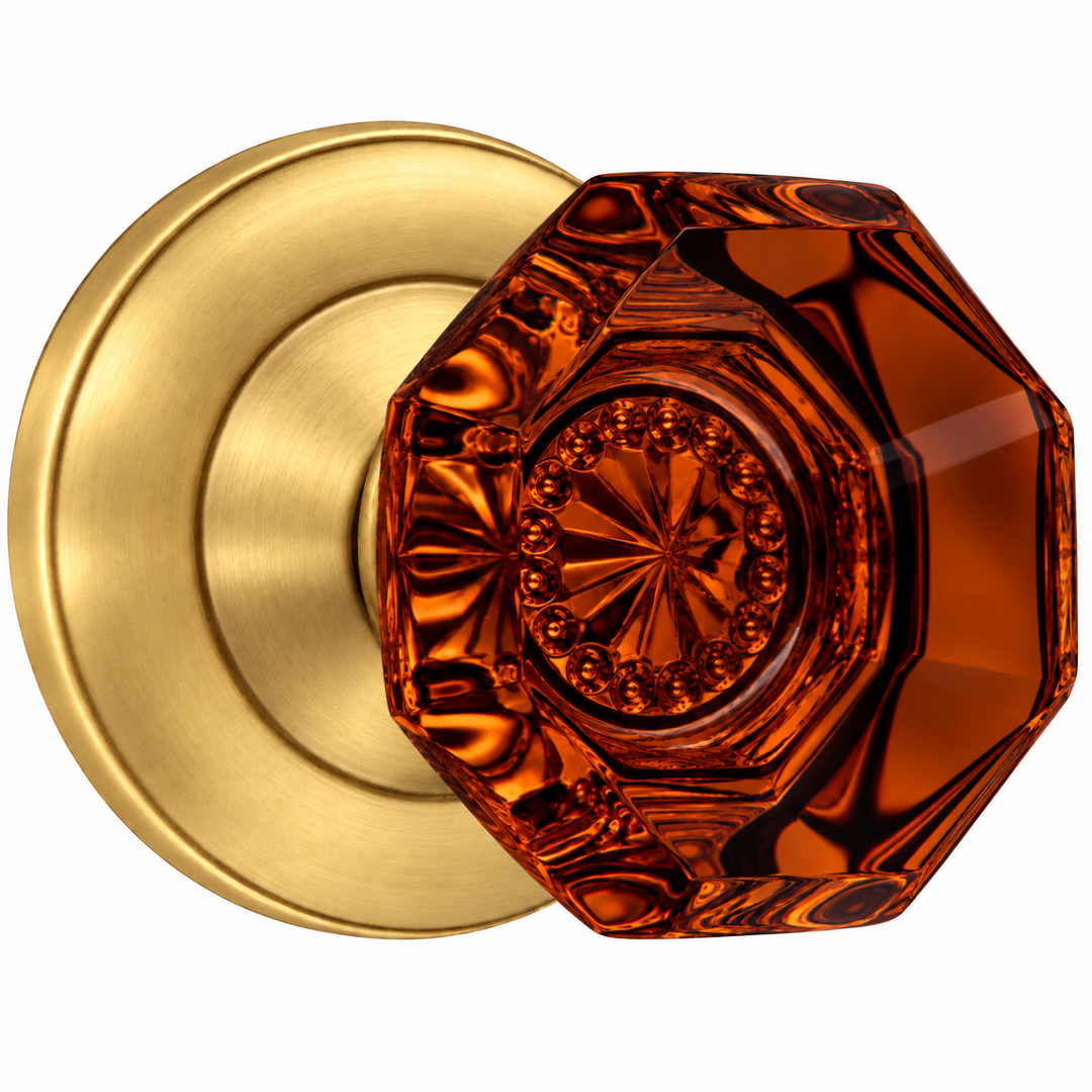 Magnifique® Classic Door Set with Amber Glass Knobs (Several Finishes Available)