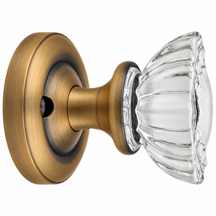 Magnifique® Classic Door Set with Crystal Fluted Knobs (Several Finishes Available)