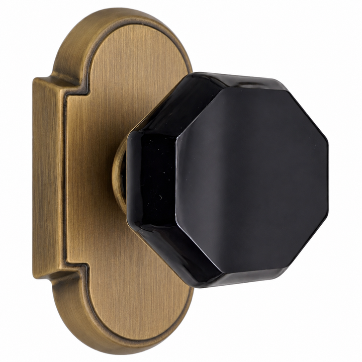 Magnifique® Arched Door Set with Black Glass Octagon Knobs (Several Finishes Available)