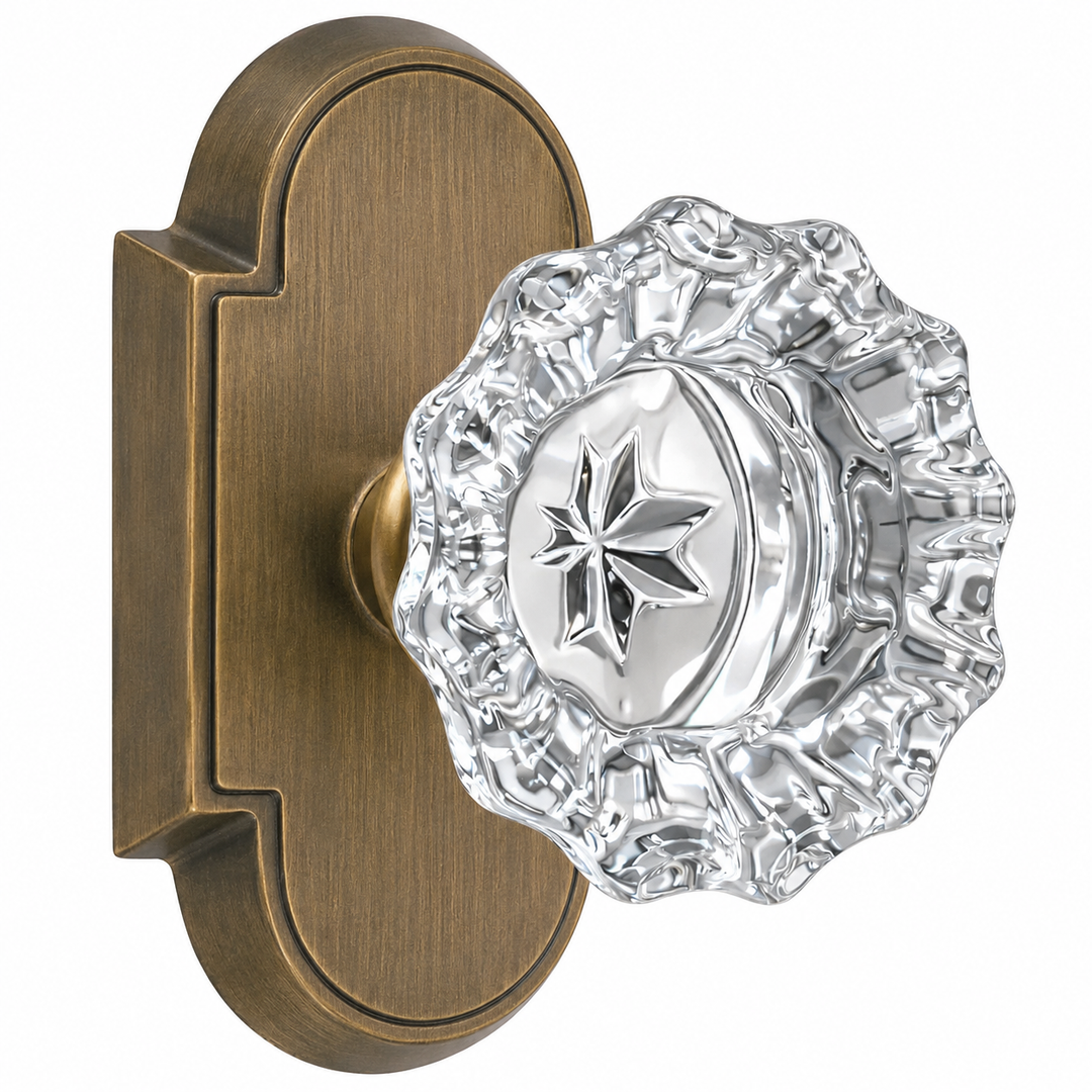 Magnifique® Arched Door Set with Crystal Fluted Knobs (Several Finishes Available)