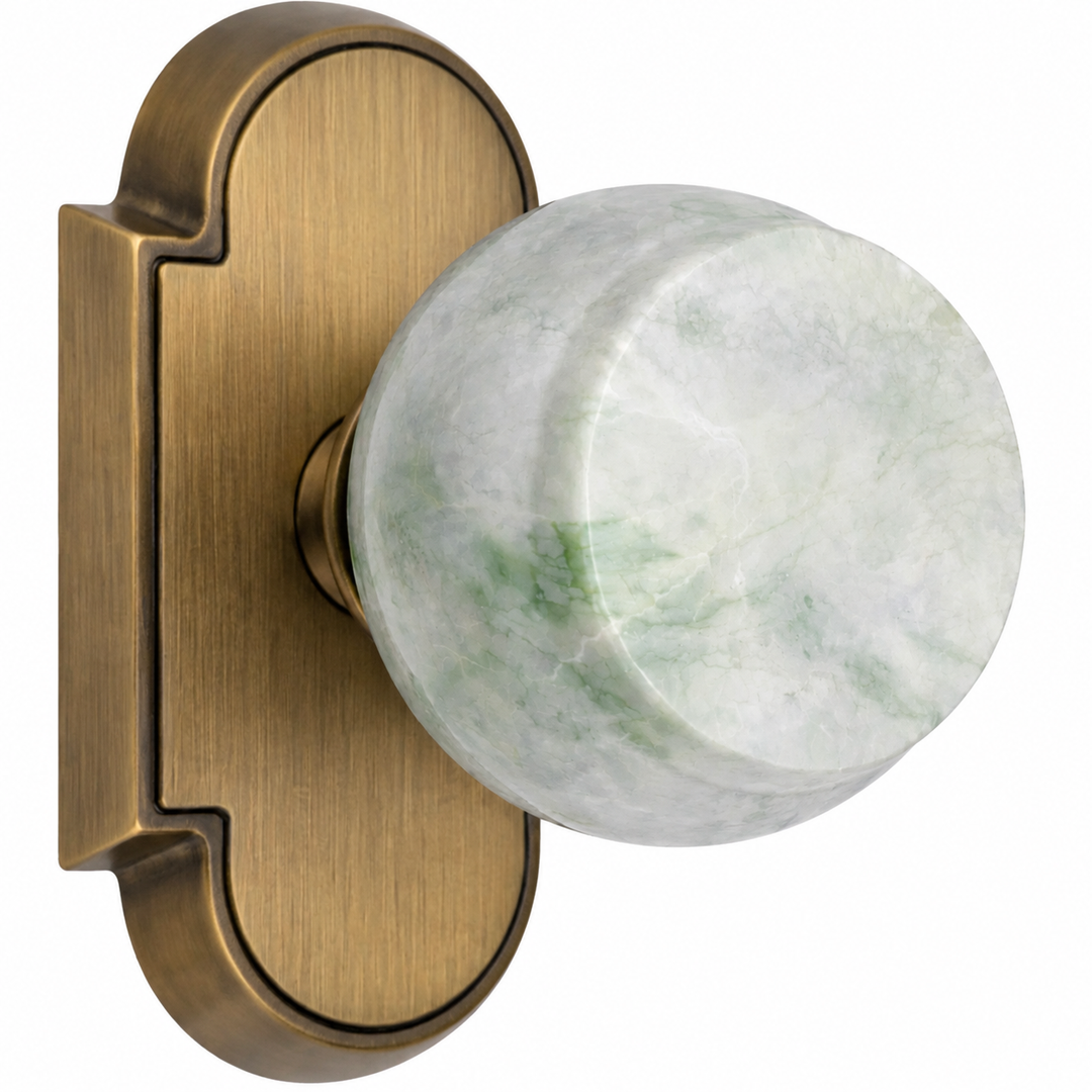 Magnifique® Arched Door Set with Green Jade Knobs (Several Finishes Available)