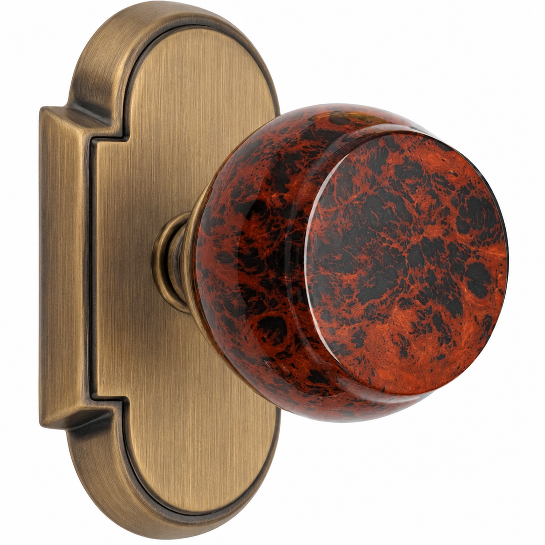 Magnifique® Arched Door Set with Mahogany Obsidian Knobs (Several Finishes Available)