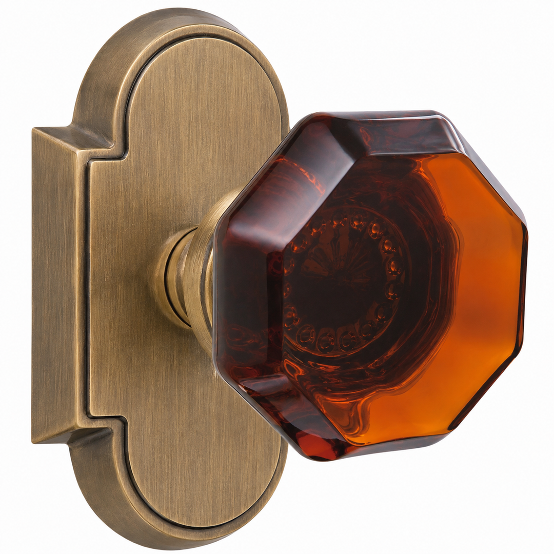 Magnifique® Arched Door Set with Amber Glass Knobs (Several Finishes Available)
