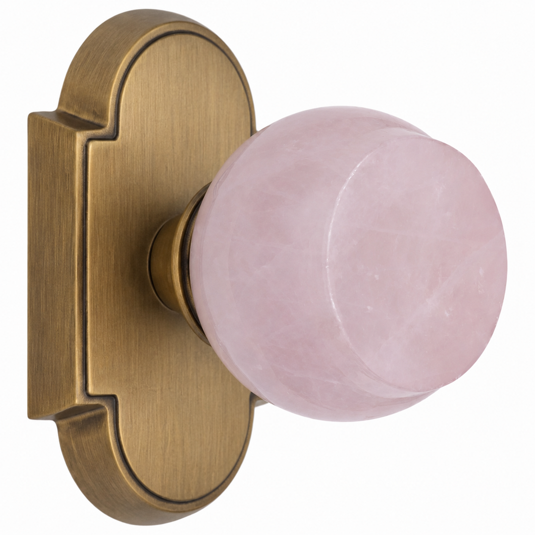 Magnifique® Arched Door Set with Rose Quartz Knobs (Several Finishes Available)