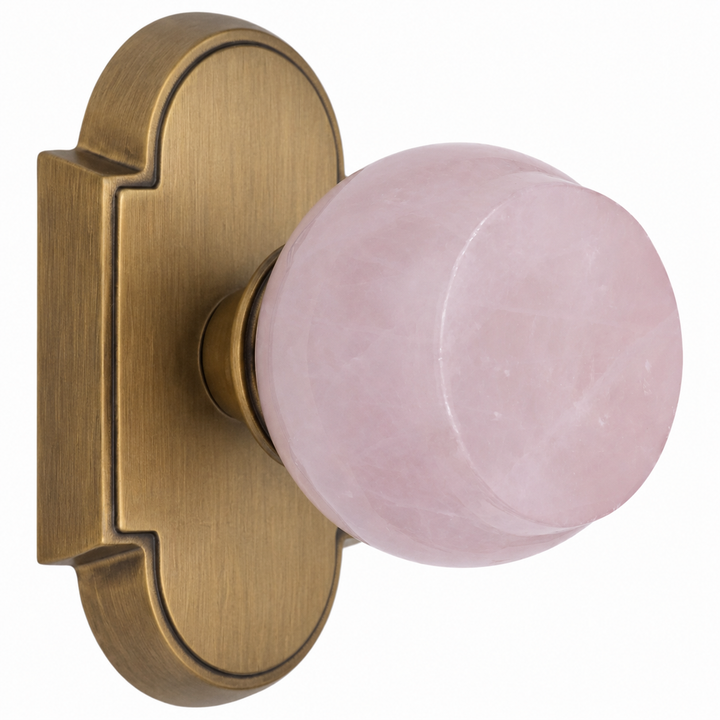Magnifique® Arched Door Set with Rose Quartz Knobs (Several Finishes Available)