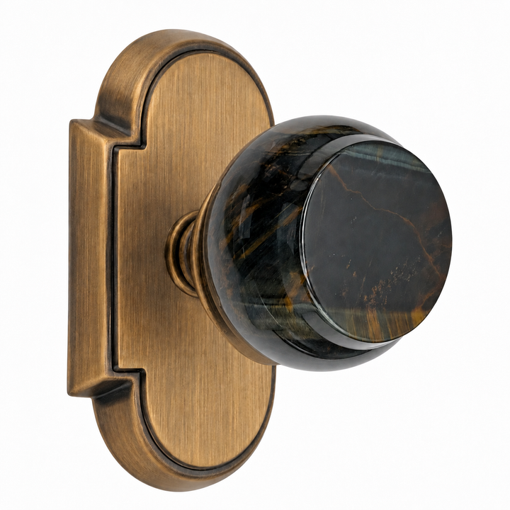 Magnifique® Arched Door Set with Blue Tiger Eye Knobs (Several Finishes Available)