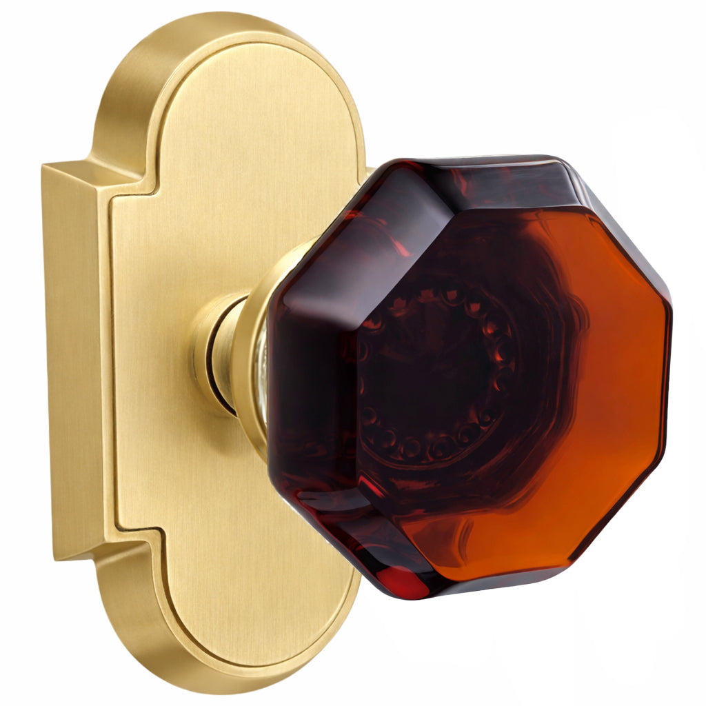 Magnifique® Arched Door Set with Amber Glass Knobs (Several Finishes Available)