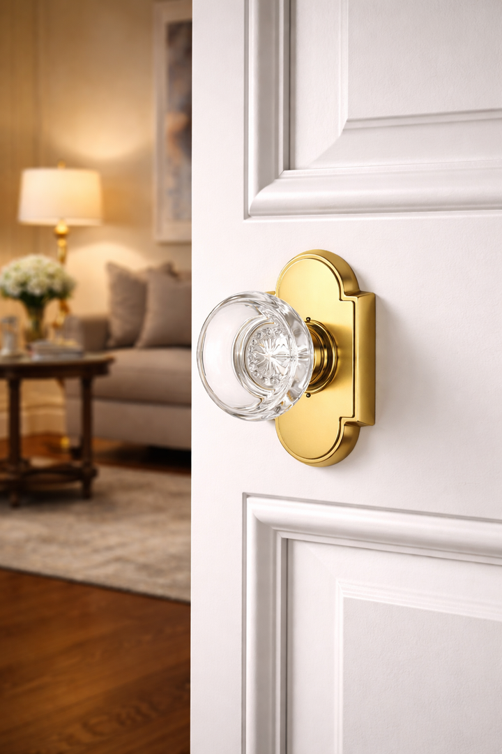 Magnifique® Arched Door Set with Round Crystal Knobs (Several Finishes Available)