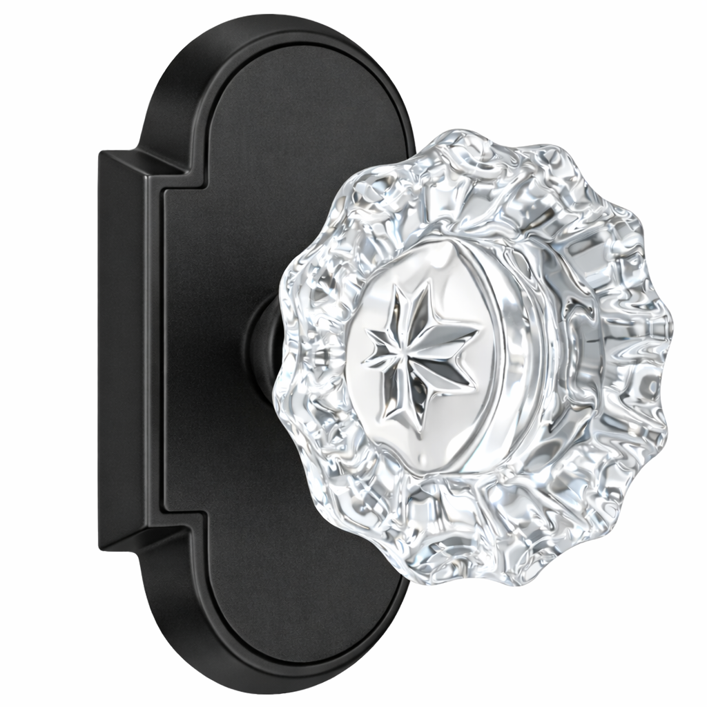 Magnifique® Arched Door Set with Crystal Fluted Knobs (Several Finishes Available)