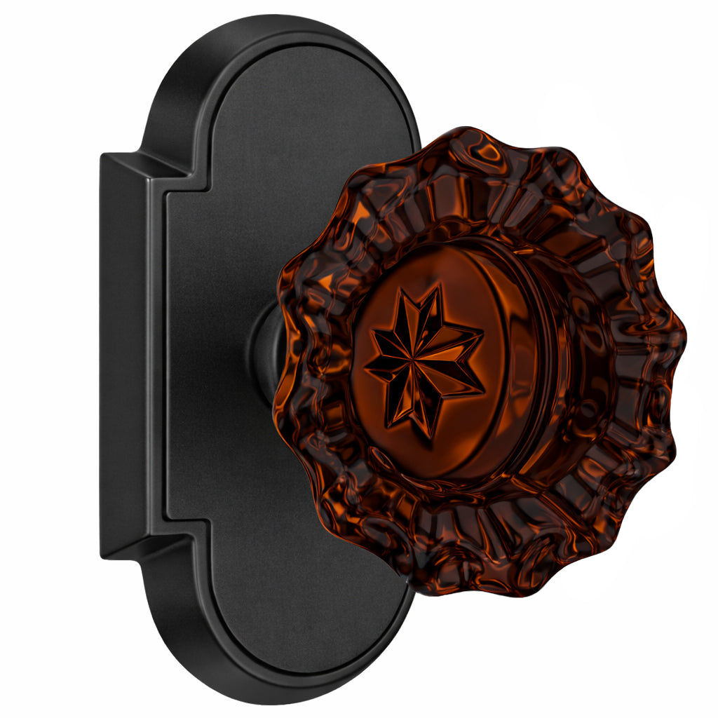 Magnifique® Arched Door Set with Amber Glass Fluted Knobs (Several Finishes Available)