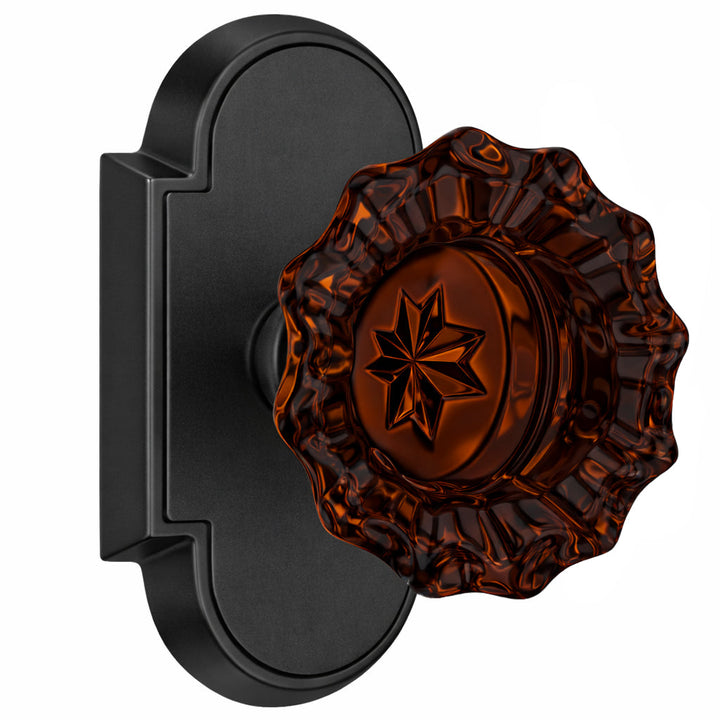 Magnifique® Arched Door Set with Amber Glass Fluted Knobs (Several Finishes Available)