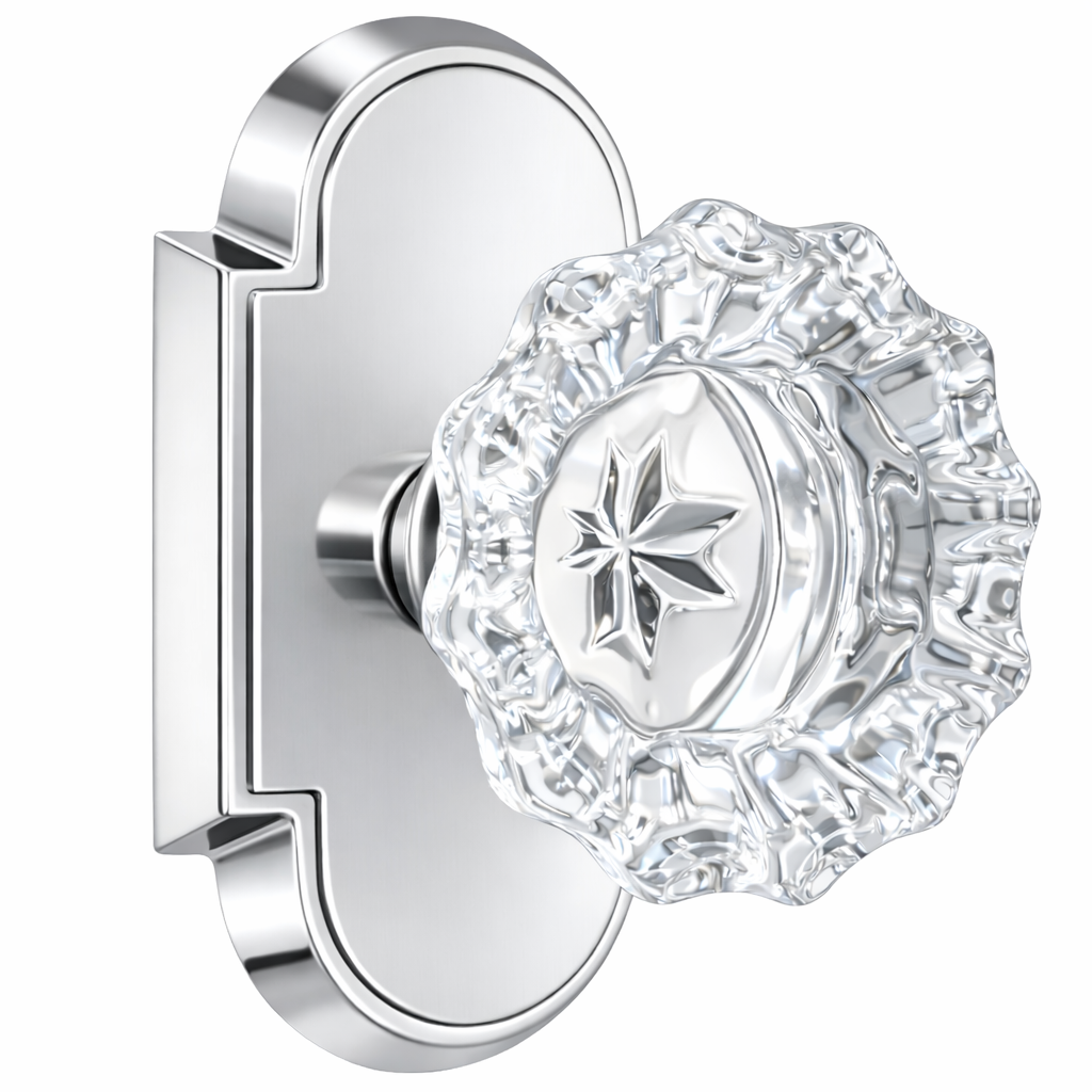 Magnifique® Arched Door Set with Crystal Fluted Knobs (Several Finishes Available)