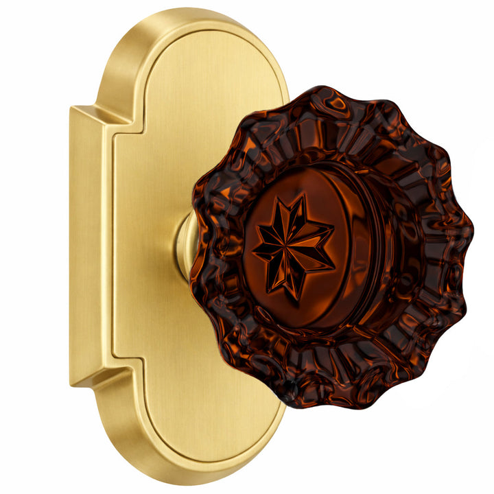 Magnifique® Arched Door Set with Amber Glass Fluted Knobs (Several Finishes Available)