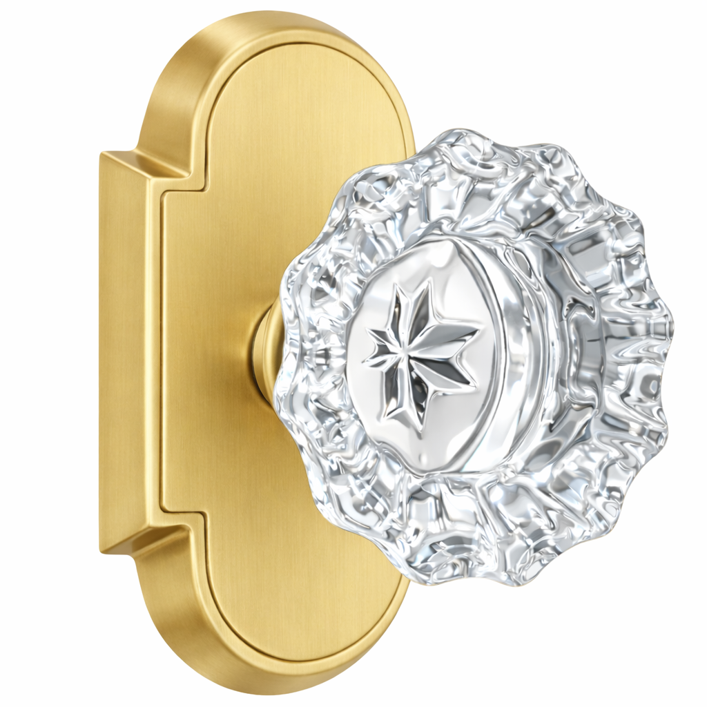 Magnifique® Arched Door Set with Crystal Fluted Knobs (Several Finishes Available)