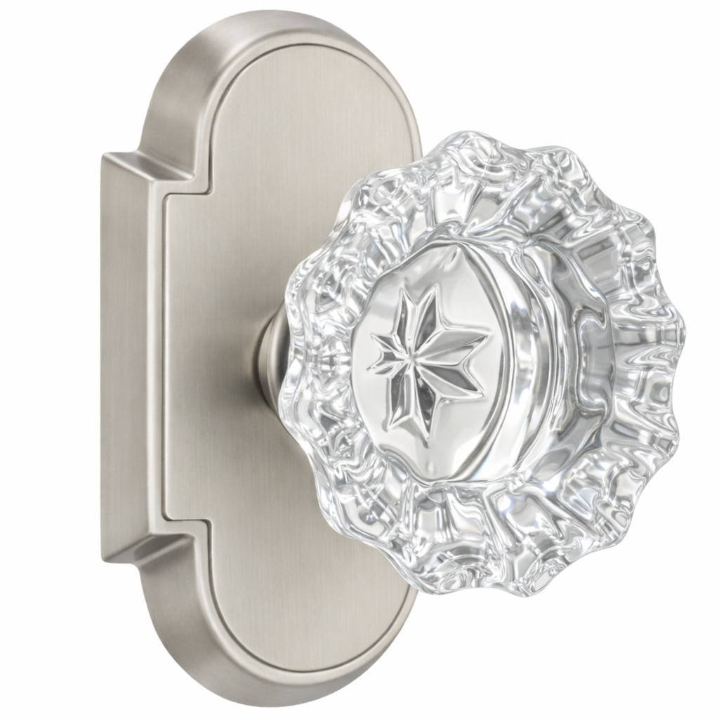 Magnifique® Arched Door Set with Crystal Fluted Knobs (Several Finishes Available)