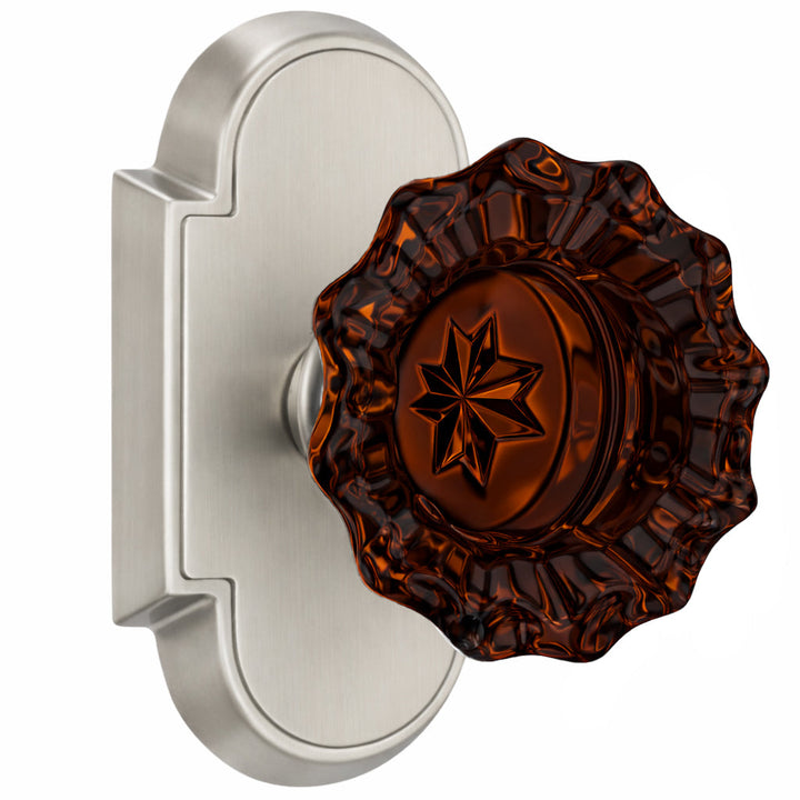 Magnifique® Arched Door Set with Amber Glass Fluted Knobs (Several Finishes Available)
