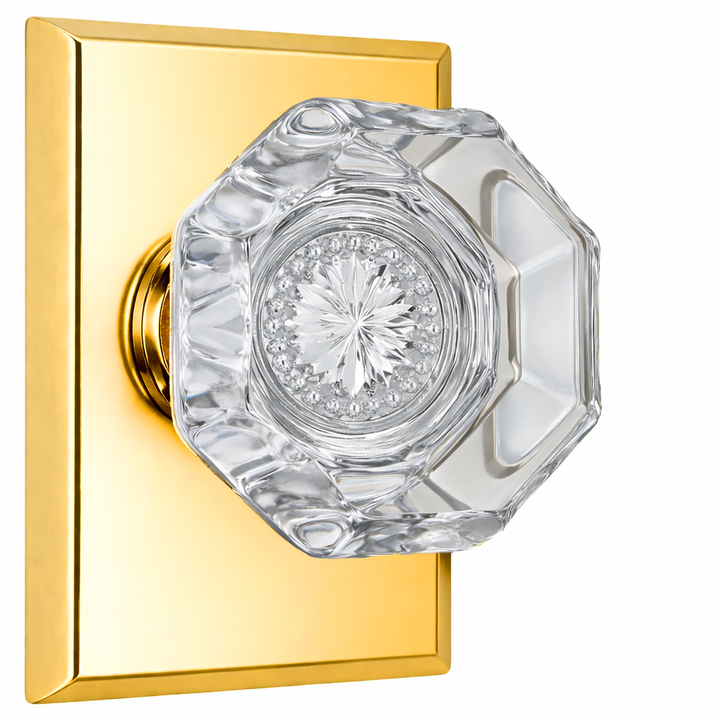 Magnifique® Rectangular Door Set with Crystal Octagon Knobs (Several Finishes Available)