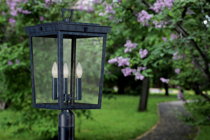 Belmont 3 Light Graphite Outdoor Post Crystorama