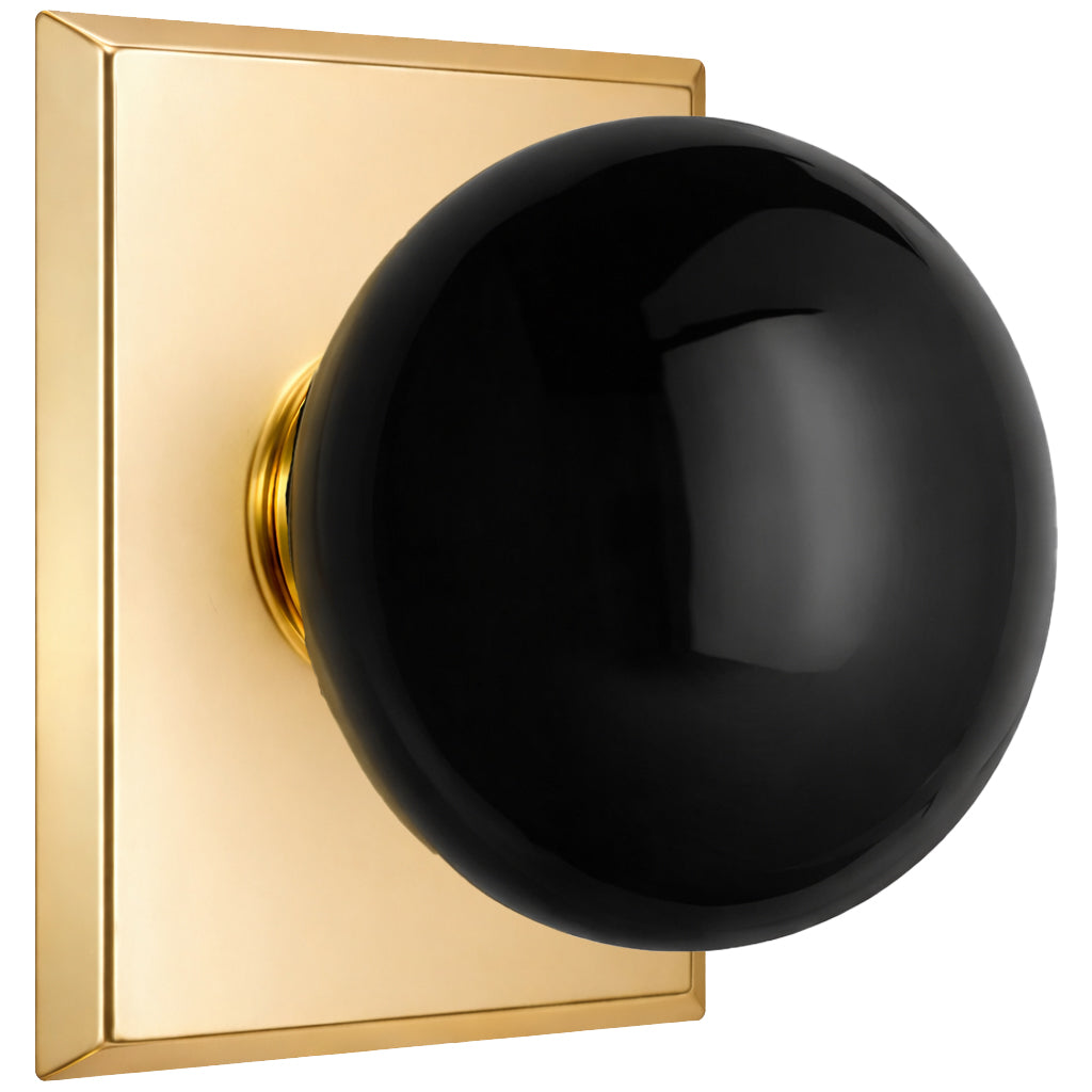 Magnifique® Rectangular Door Set with Black Porcelain Knobs (Several Finishes Available)
