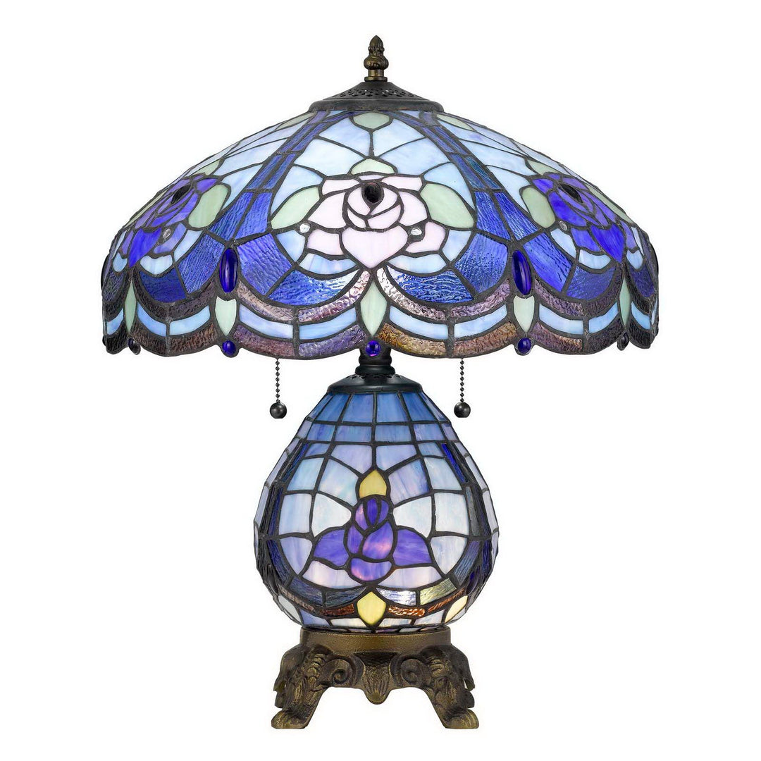 60W X 2 TIFFANY TABLE LAMP WITH 7W NIGHT LIGHT Cal Lighting