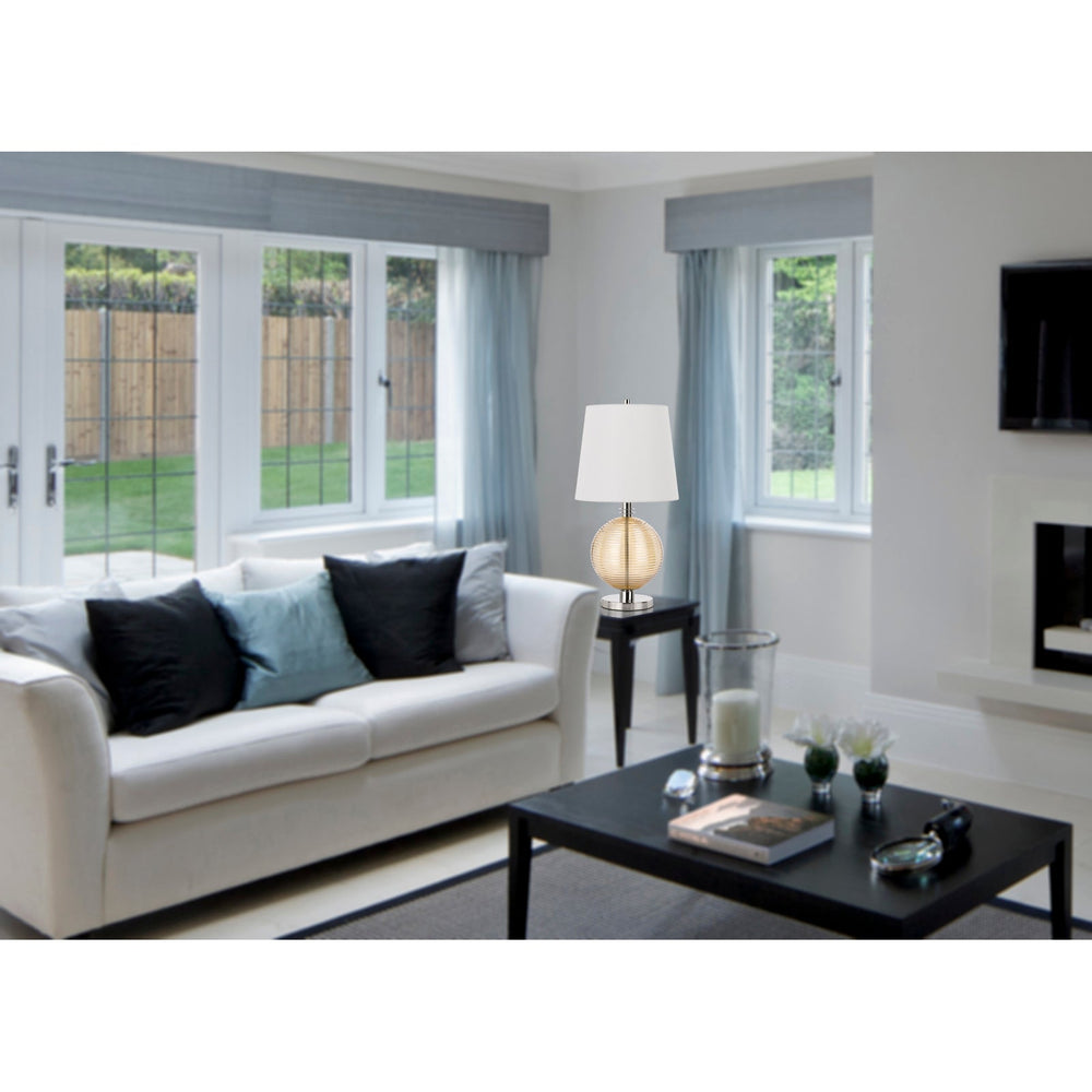 150W 3 WAY SALISBURY GLASS TABLE LAMP WITH HARDBACK FABRIC SHADE Cal Lighting