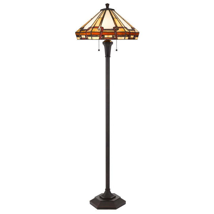 60W X 2 TIFFANY TABLE LAMP WITH PULL CHAIN SWITCH WITH METAL AND RESIN LAMP BODY Cal Lighting