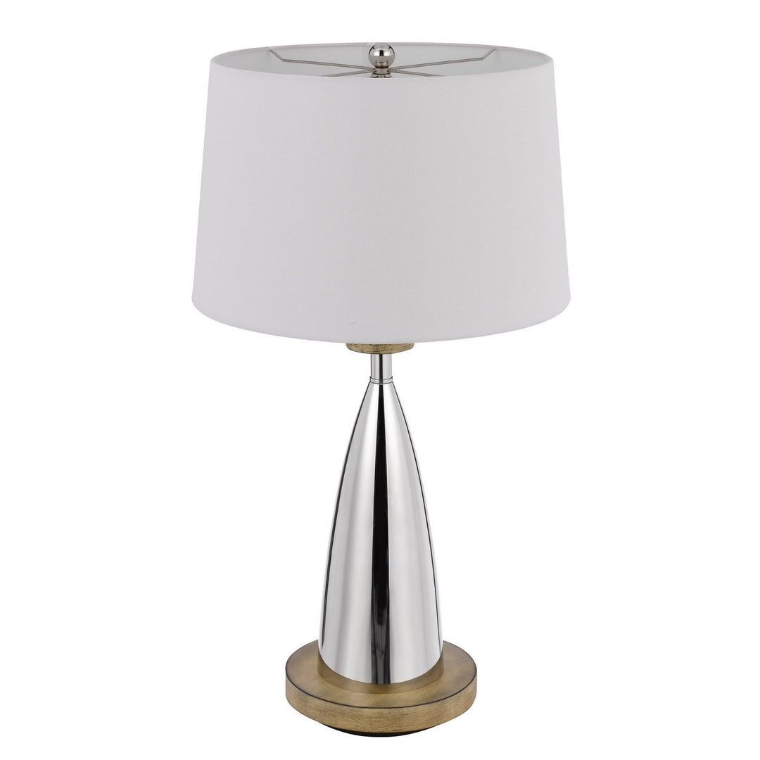 150W 3 WAY LOCKPORT METAL TABLE LAMP WITH FAUX WOOD FINISH Cal Lighting