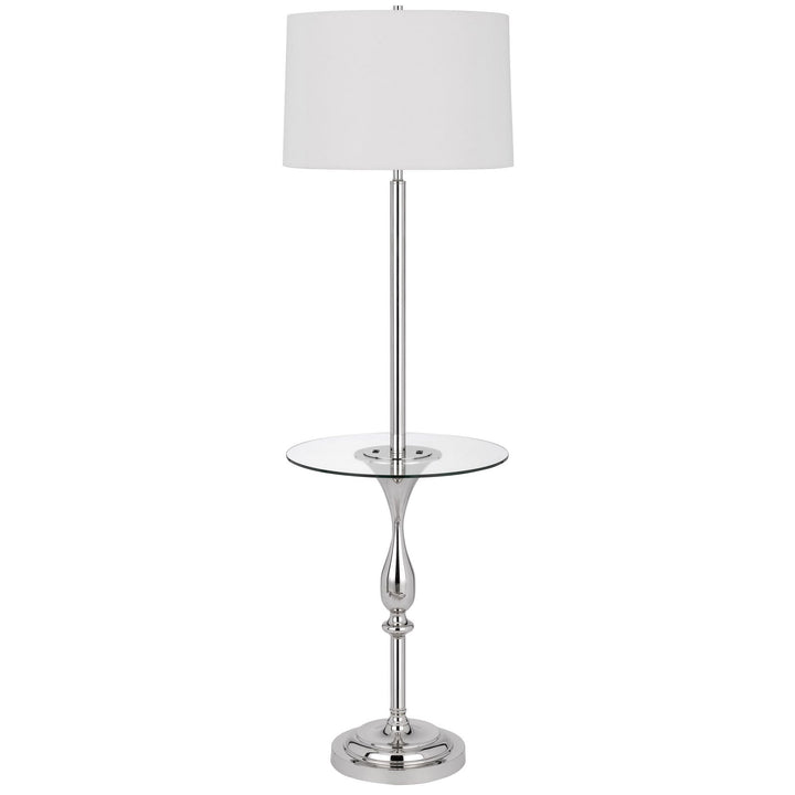 150W 3 WAY STURGIS METAL FLOOR LAMP WITH GLASS TRAY TABLE AND 1 USB AND 1 TYPE C USB CHARGING PORTS AND RUBBER WOOD BASE Cal Lighting
