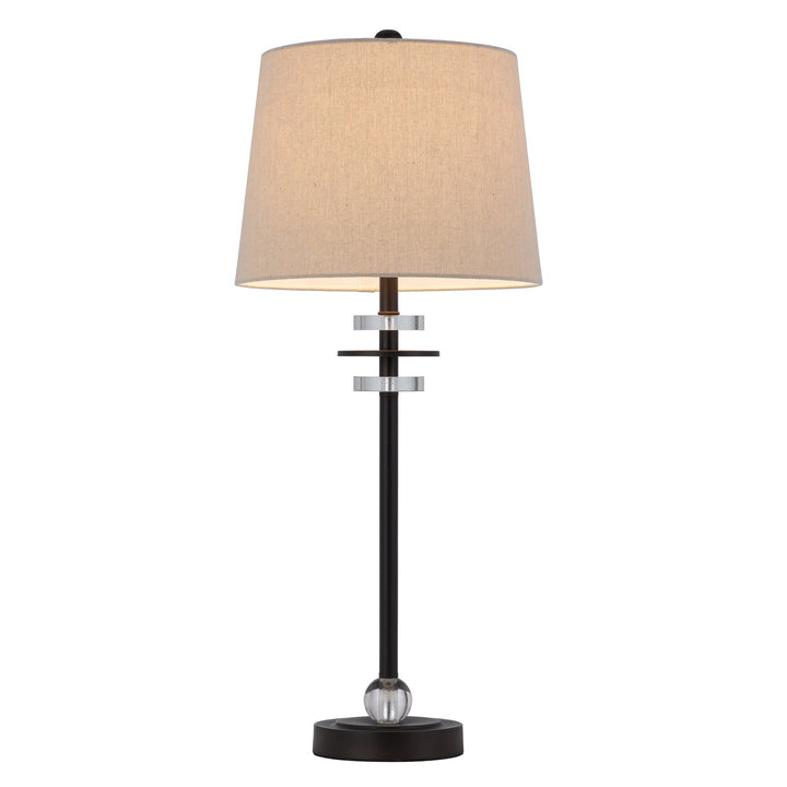 60W SITKA BUFFET LAMP WITH CRYSTAL ACCENT FONT AND HARDBACK TAPER DRUM FABRIC SHADE (SOLD AS PAIRS) Cal Lighting
